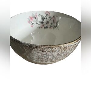 Vintage Floral Teacups with Gold Accents